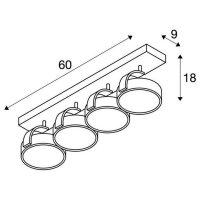 KALU CW vnitřní nástěnné a stropní nástavbové svítidlo quad QPAR111 černá 4x75W