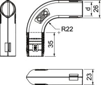 OBO 3000 BMS M20 LGR Quick Pipe oblouk 90°, M20, světle šedá, Polypropylen