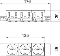 OBO STD-F0C SRO3 Zásuvka 3 násobná, přímá