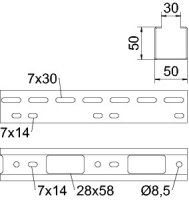 OBO AZK A 050 FT Minikanál AZ zvláštní děrování 50x50x3000 Ocel žár.zinek