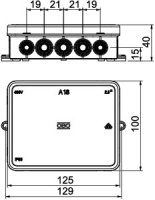 OBO A 18 5 Odbočné krabice se svorkovnicí 125x100x38 světle šedá Polyetylén PE