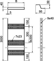 OBO SLZ 200 FT Kabelový žebřík děrovaná bočnice 40x210x3000 Ocel žár.zinek