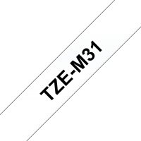 BROTHER TZe-M31, průsvitná matná / černá (12mm, laminované)