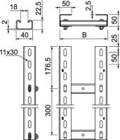 OBO SLM50C40F 20 FT Stoupací žebřík Vzdálenost příček 300 mm 200x3000mm Ocel