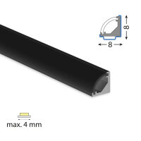 Rohový hliníkový profil RB 8x8mm bez difuzoru černý 2m MCLED ML-761.440.74.2