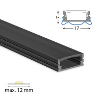 Přisazený hliníkový profil PH2 černý 17x7mm černý difuzor 2m ML-761.338.74.2