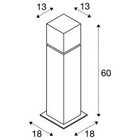 SQUARE POLE 60 E27 stojací lampa ušlechtilá ocel 304 20W IP44 SLV 1000345