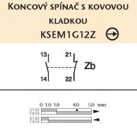 Koncový spínač kovový s přívodním kabelem, s kovovou kladkou KSEM1G12Z