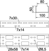 OBO AZK A 100 FT Minikanál AZ zvláštní děrování 50x100x3000 Ocel žár.zinek