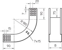 OBO RBV 610 S A2 Svislý oblouk 90° stoupající 60x100 Nerez ocel