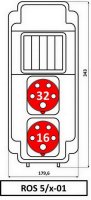 Zásuvková rozvodnice 1x3253+1x1653, IP54, 5-6 modulové okénko ROS 5/x-01