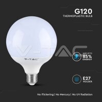 LED žárovka V-TAC 22W E27 G120 Plastic 3000K 120LM/W, VT-242