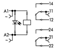 Reléový modul, jmenovité vstupní napětí AC 115 V, 2 přepínací kontakty, šedá