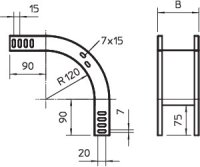 OBO RBV 310 F FS Svislý oblouk 90° klesající 35x100 Ocel pásově zinkováno