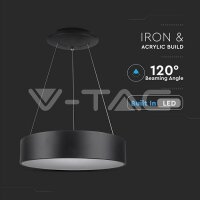 Závěsné LED svítidlo V-TAC 30W Surface Smooth Dimmable Black 3000K  VT-32-1D