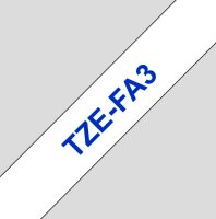 BROTHER TZe-FA3, bílá / modrá (12mm, zažehlovací páska)