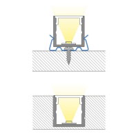 Přisazený hliníkový profil černý  PY 15x15mm, včetně mléčného difuzoru 1m