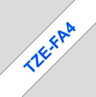 BROTHER TZe-FA4, bílá / modrá (18mm, zažehlovací páska, 3m)