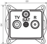 Zásuvka DOMO SAT-TV-R koncová stříbrná 24866 Kanlux