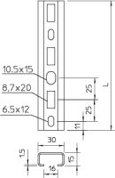 OBO CM3015P0200FT Profilová lišta děrovaná šířka výřezu 16mm 200x30x15 Ocel