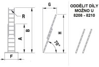 Dvoudílný výsuvný žebřík FORTE 2x8 příček 3,6m ALVE 8208