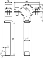 Držák vedení pro HVI-power-Leitung D 27-30mm s tyčkou D 16mm L 85mm NIRO