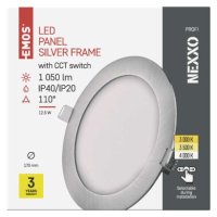LED vestavné svítidlo NEXXO, kruhové, stříbrné, 12,5W, se změnou CCT EMOS ZD1233