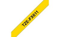 BROTHER TZe-FX611,  žlutá / černá, 6 mm,  s flexibilní páskou