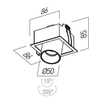 XCANON REC. DOWNLIGHT SQ. w. RIM 13W 350