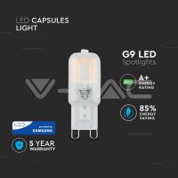 LED Spotlight SAMSUNG CHIP G9 2.5W Plastic 6400K, VT-203 V-TAC SKU245