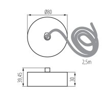 ALIN CORD 1F-B Napájecí kabel KANLUX 32541