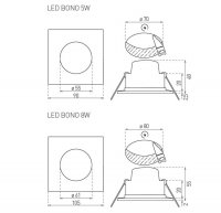 Vestavné LED svítidlo typu downlight LED BONO-S WHITE 5W WW 330lm