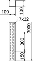 OBO BKRS 1010 FS Kabelový žlab BKRS pochozí 100x100x3000 Ocel pásově zinkováno