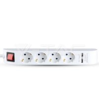 4 Ways Socket With Lighted Switch & 2 Us