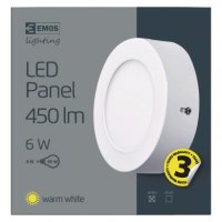 LED přisazený kruhový panel 6W 450LM IP20 WW bílý ZM5121 Emos teplá bílá