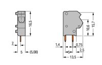 Svorka s možností řad. připojení na DPS, 2,5 mm2, Oranžová 1pól. WAGO 254-846