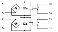 Reléový modul 2x vstupní jmenovité napětí AC/DC 24 V WAGO 857-1330