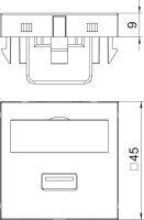 OBO MTG-U3A S RW1 Multimed.nosič,USB 3.0 A konektor 45x45mm čistě bílá