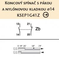 Koncový spínač plastový s přívodním kabelem, s pákou a nylonovou kladkou (d14)