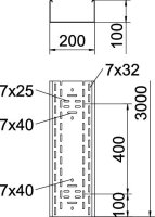 OBO BKRS 1020 FS Kabelový žlab BKRS pochozí 100x200x3000 Ocel pásově zinkováno