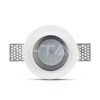 GU10 Fitting Gypsum White Recessed Light With Chrome Metal Round, VT-866