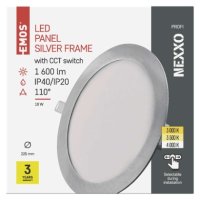 LED vestavné svítidlo NEXXO, kruhové, stříbrné, 18W, se změnou CCT EMOS ZD1243