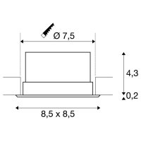 VERLUX vestavné svítidlo LED 3000K bílé matné D/Š/H 8,5/8,5/4,5 cm 10 W