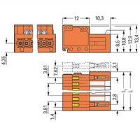 Konektor s pájecími piny CAGE CLAMP 1,5mm2 oranžová 3pól. WAGO 734-333