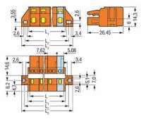 Pružinová svorka CAGE CLAMP 2,5mm2 oranžová 6pól. WAGO 231-706/027-000