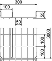 OBO GRM-T 55 300 G Mřížový žlab GRM s 1 přepážkou 55x300x3000 Ocel galv. zinek