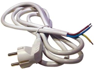 Přívodní kabel FLEXO H05VV-F 3G1,5B s úhlovou vidlicí 1m bílá PVC