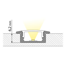 Vestavný hliníkový profil VO, 23x8 mm černý včetně čirého difuzoru 1 m