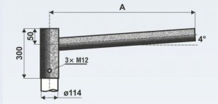 UD 2/114 - 750/180 výložník rovný pro stožáry typu JB, JB Z, JBUD, JBSD, J 11