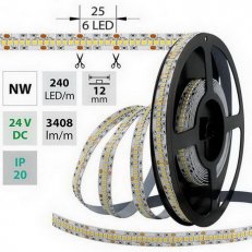 LED pásek SMD2835 NW, 240LED, 50m, 24V, 38,4 W/m MCLED ML-126.707.60.2